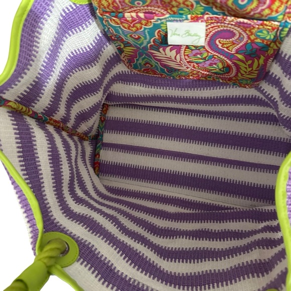 Vera Bradley Striped Tote Bag Purple White Skull Tassel Beach Summer Pool‎ - Picture 7 of 7
